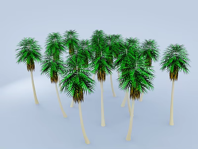 Group Of Green Arbor Trees With Light Trunks And Lush Foliage 3d model