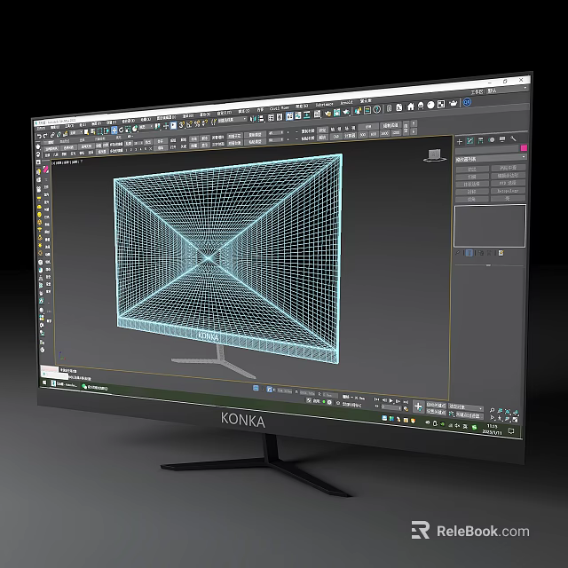 KONKA Computer Monitor Displaying 3D Modeling Software Wireframe Design Interface 3d model