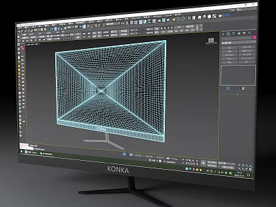 KONKA Computer Monitor Displaying 3D Modeling Software Wireframe Design Interface 3d model