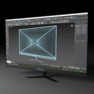 KONKA Computer Monitor Displaying 3D Modeling Software Wireframe Design Interface 3d model