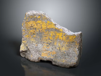 Natural Stone Sculpture with Yellow and Gray Textures on Rough Surface 3d model