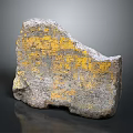 Natural Stone Sculpture with Yellow and Gray Textures on Rough Surface 3d model
