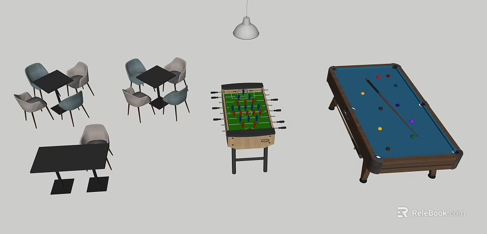 Indoor Sports Equipment Featuring Foosball Table And Pool Table For Recreation Room 3d model 