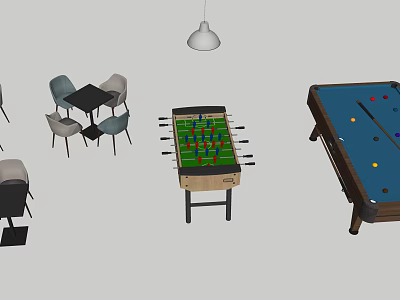 Indoor Sports Equipment Featuring Foosball Table And Pool Table For Recreation Room 3d model