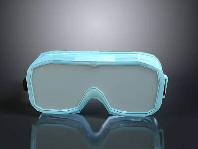 Transparent Blue Safety Goggles For Everyday Use With Reflective Effect And Modern Design 3d model