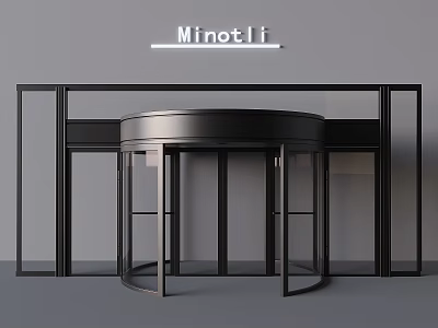 MinotLi Modern Swing Door With Black Frame Architectural Entrance Design 3d model