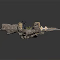 Detailed 3D Model Scene Components Featuring Stone Walls Wooden Beams And Ruins Structure