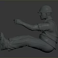 Seated Construction Worker Figure With Safety Helmet Vest And Thumbs Up Gesture