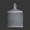 Transparent Glass Storage Jar With Diamond Pattern And Decorative Lid For Household Use