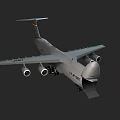 Gray Passenger Airliner with Four Engines Long Wings and Tail Logo Design