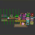 Industrial Workshop Setup With Metal Shelves Cardboard Boxes Bottles And Machinery
