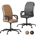 Modern Brown And Black Office Chairs With Armrests Swivel Base And Wheels