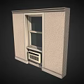 Building Exterior Wall With Textured Surface Window And Air Conditioning Unit 3d model