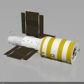 White And Yellow Spacecraft Module Equipment With Solar Panels And Antennas