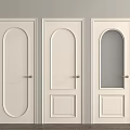Stylish White Wooden Interior Hinged Doors With Arched Square Panels And Ribbed Glass