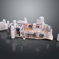 Vibrant Cartoon Scene With Playful Buildings Domes Towers And Small Houses