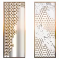Golden Hexagonal Pattern Room Divider With Vertical Stripes And Marble Design 3d model
