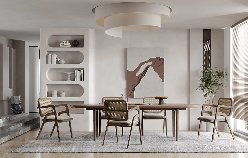 Modern Open Concept Restaurant Interior Design With Spacious Layout And Dining Area 3d model 