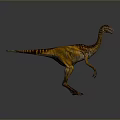 3D Rendered Yellow Brown Striped Dinosaur Model With Long Neck Standing Pose