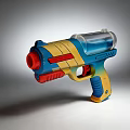 Colorful Toy Water Gun With Blue Yellow Red Design And Transparent Reservoir