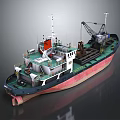 Industrial Work Ship with Crane and Deck Equipment for Water Transport Operations