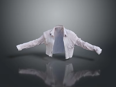 Lightweight White Shirt With Long Sleeves Open Front Casual Fashion Design Comfortable Fit 3d model