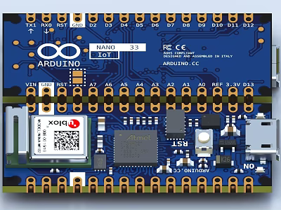 Industrial Equipment Arduino Microcontroller Circuit Board With Digital Analog Interfaces And Electronic Components 3d model