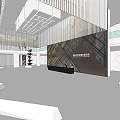 Modern Lobby Interior With Reception Desk Grille Ceiling And Background Wall 3d model
