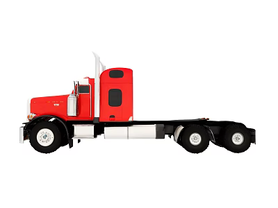 Red Heavy Duty Functional Truck With Cab Chassis And Multiple Wheels 3d model