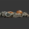 Freshly Baked Golden Small Bread Rolls on Rustic Checkered Cloth 3d model