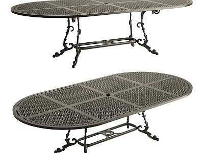 Sturdy Metal Outdoor Table With Decorative Mesh Top And Ornate Carved Legs For Garden Patio Use 3d model