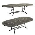 Sturdy Metal Outdoor Table With Decorative Mesh Top And Ornate Carved Legs For Garden Patio Use