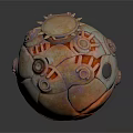 Steampunk Mechanical Sphere With Intricate Gears Metal Plates Circular Components And Copper Silver Metallic Texture