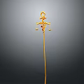 Intricate Golden Sculpture Featuring Ankh Symbol And Scales On Scepter