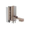 Modern Wooden Desk Setup With Light Wood Bookshelf Chair And Laptop Stationery Mug