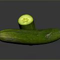 Whole And Sliced Fresh Green Cucumber With Juicy Flesh And Seeds On Dark Background