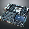 High Performance ASUS Motherboard Featuring CPU Socket RAM Slots And PCIe Ports 3d model