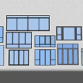 Various Window Design Styles With Different Frame And Glass Pane Layouts 3d model