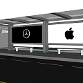 Modern Bus Stop With Transparent Roof Benches And Mercedes Apple Billboards