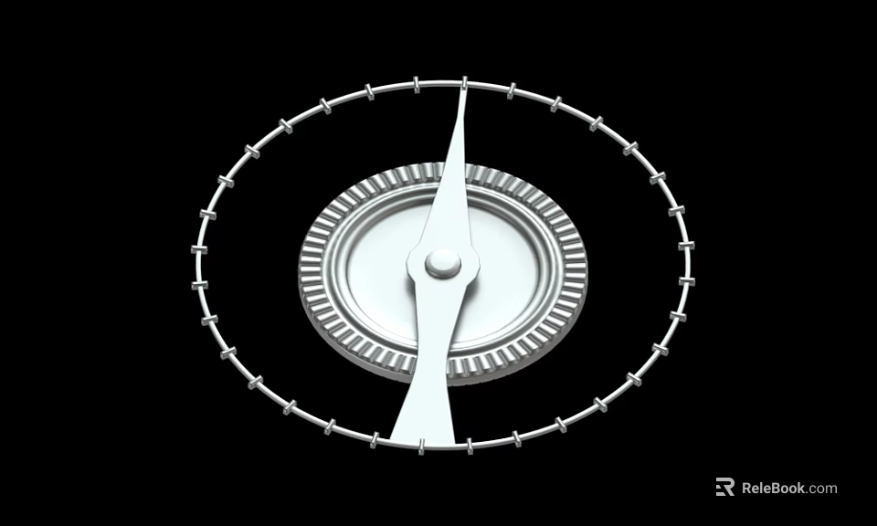 Silver Circular Mechanical Device With Central Pointer And Spiked Outer Ring 3d model 
