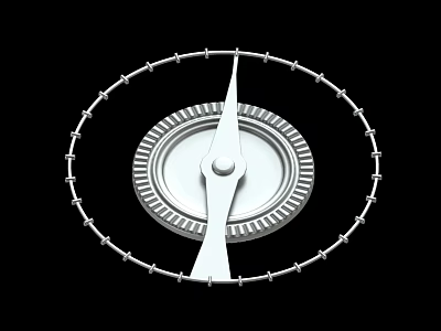 Silver Circular Mechanical Device With Central Pointer And Spiked Outer Ring 3d model