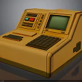 Vintage Orange Electronic Device With Green Screen Keyboard And Control Buttons