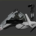 Futuristic Three Wheeled Motorcycle With White Black Body Mechanical Suspension And Handlebar Controls