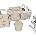 Padded Massage Bed With Round Stool And Storage Shelf For Massage Oils