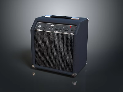 Black Computer Audio Speaker With Control Knobs Mesh Grille And Portable Handle Design 3d model