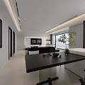 Modern Living Dining Room Interior Design With Black Table Sofa And Floor to Ceiling Window