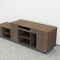 Modern Geometric Reception Desk With Wooden And Gray Structure Design 3d model