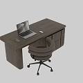 Sturdy Solid Wood Office Desk And Soft Leather Chair Set For Comfortable Home Working Space