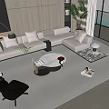 Modern Living Room Interior With L Shaped Sofa And Coffee Table Set Floor Lamp Potted Plant Large Window
