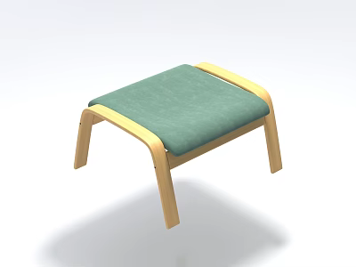 Simple Modern Stool With Light Wooden Frame And Green Padded Seat 3d model